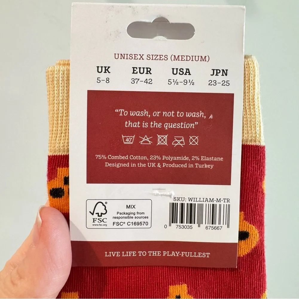NWT Chatty Feet William Shakes-Feet Novelty Socks Medium US5.5-9.5‎